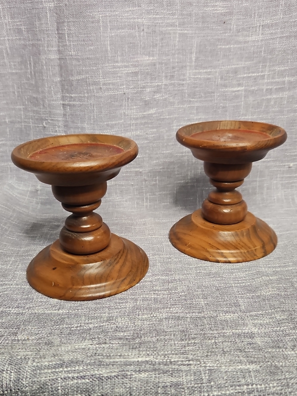 Vintage Charles Lesters Hand-Turned Wood Candle Holders - Pair Conway SC